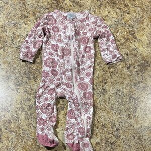 Charming Floral Kids Footie in Pink